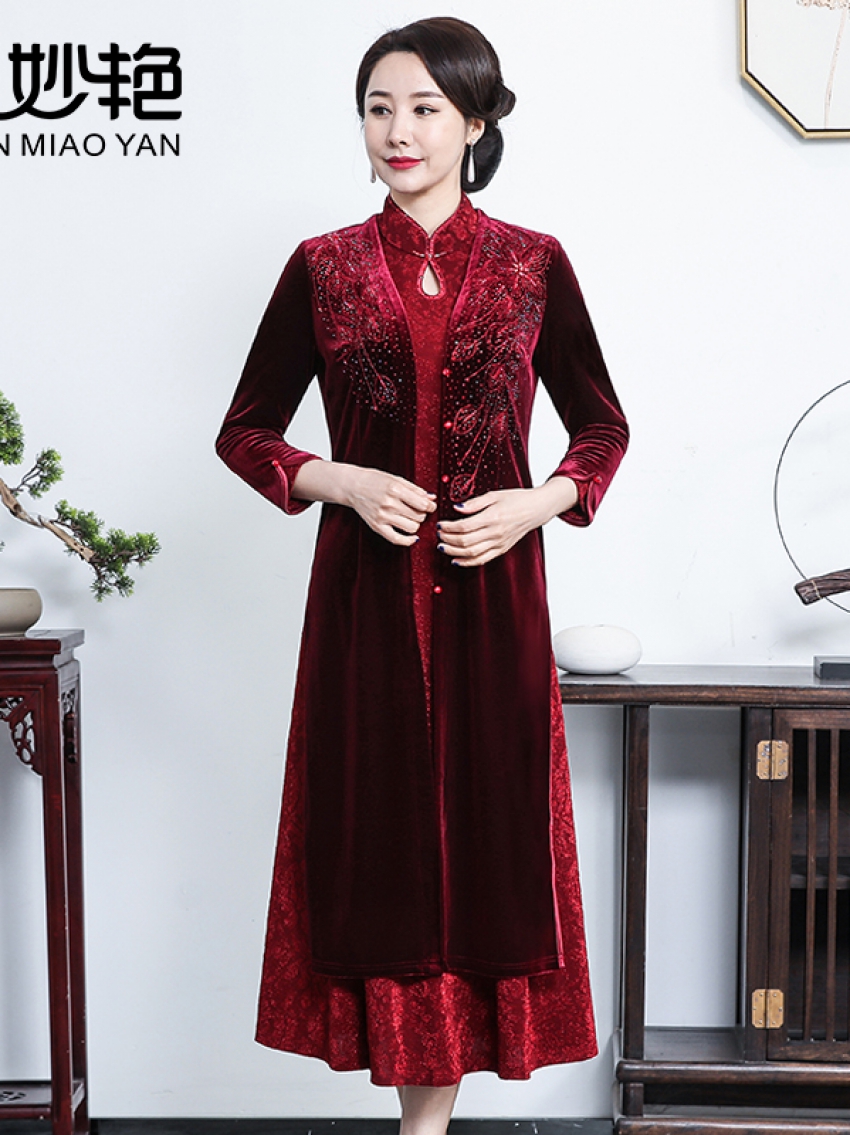 59080N酒红色喜妈妈套装