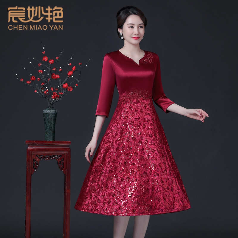 69277喜婆婆醋酸缎连衣裙