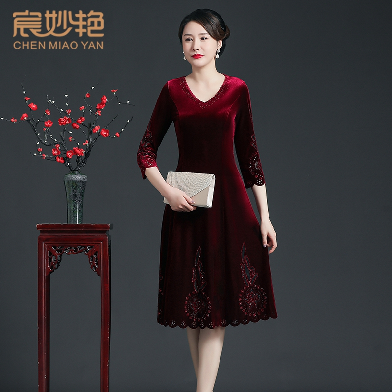 金丝绒连衣裙（红色）
