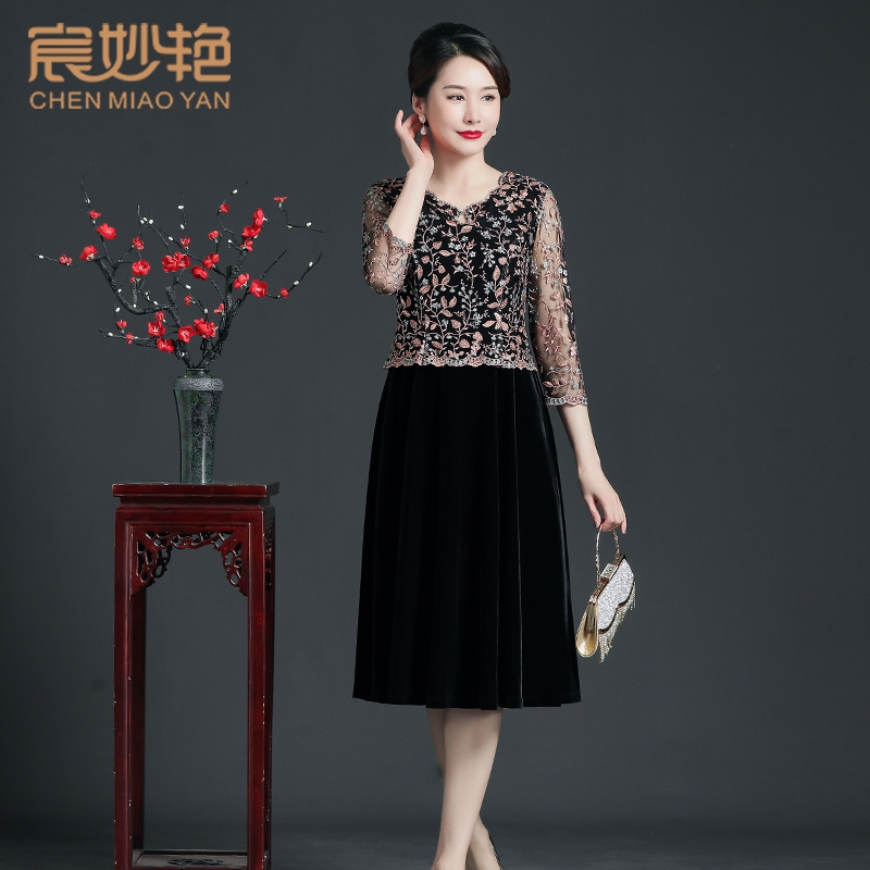金丝绒连衣裙套装